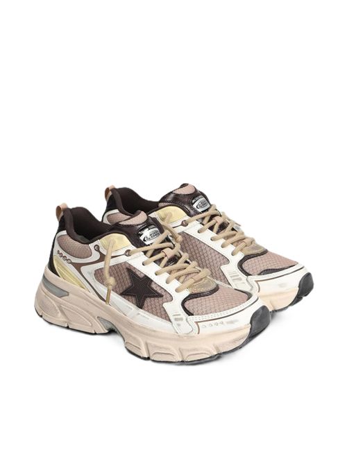lightstar mesh upper and heel leather toe and spur tpu star Golden Goose | GWF00724.F008466.10550WHITE/BEIGE/BROWN